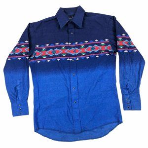 Vtg Wranglers Pearl Snap Cowboy Aztec Print